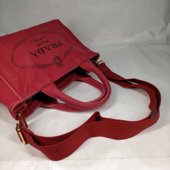 Prada Tote Bag Red Canvas - Picture 5 of 10